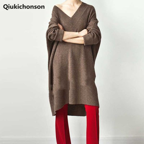 

women's sweaters thick autumn winter long sweater women korean style sleeve jumpers v-neck pullovers oversized pull hiver femme, White;black