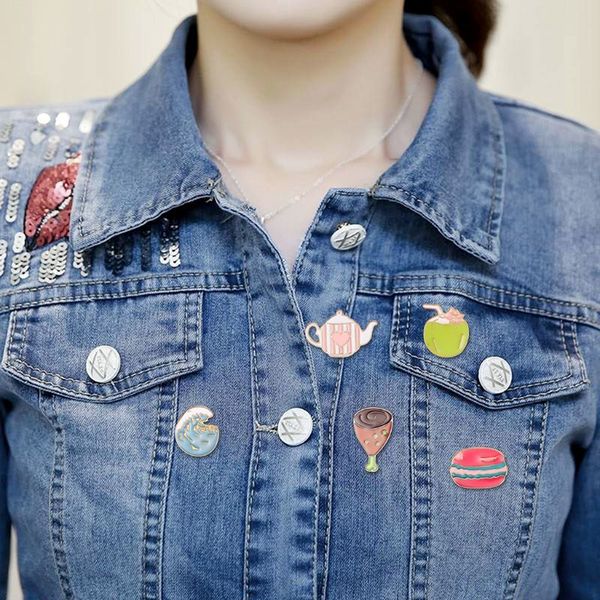 

10pcs creative badge ice cream hamburger brooch pins jewelry backpack decoration funny cute fashion lapel gifts c1fc, Gray