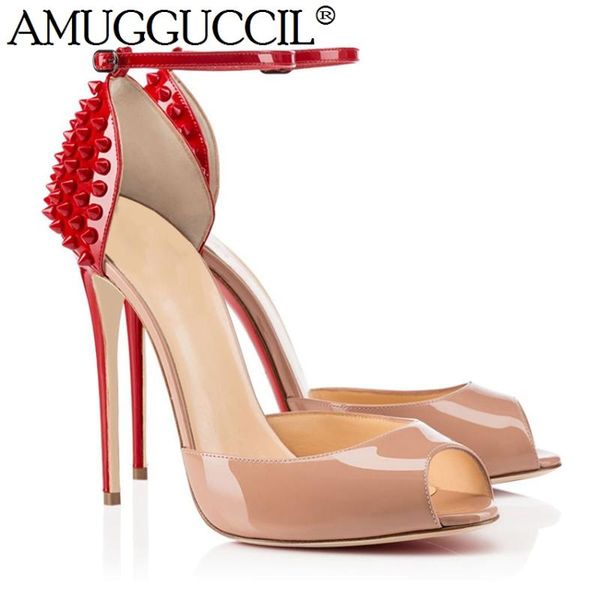 

plus big size 35-47 nude buckle fashion high heel party wedding summer females lady women sandals l1029, Black
