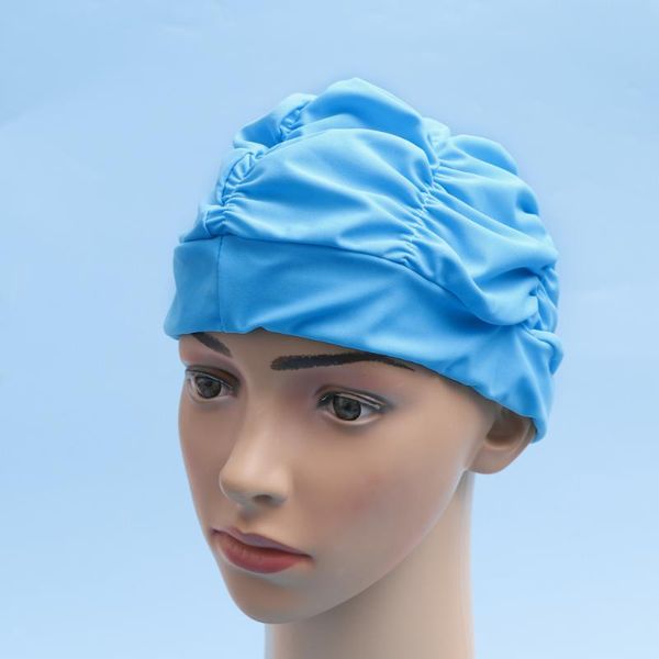 

swimming caps 2pcs swim cap waterproof pleated hat ear protector for (sky blue)