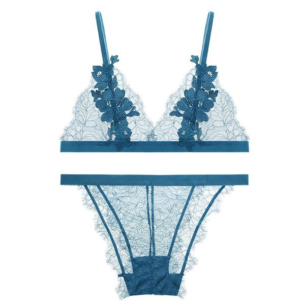 

bra set french underwear ultra thin lace women's triangle cup suit sexy, Red;black