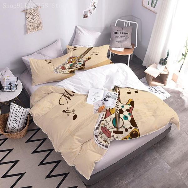 

home textile violin 3d printed bedding set bed linen kid duvet cover pillowcase 2/3pcs twin full  king bedclothes sets