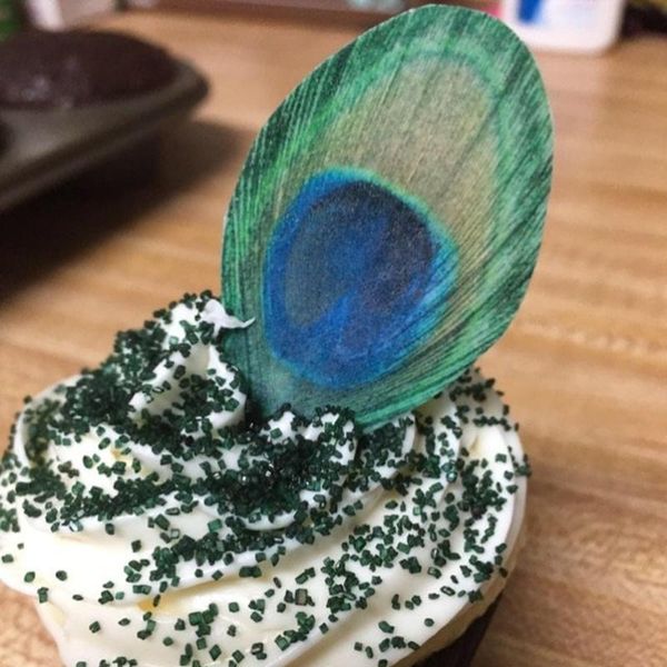 

edible peacock feather pre-cut wafer cupcake ers, pretty cake idea decoration,edible paper for wedding decoration baking & pastry tools