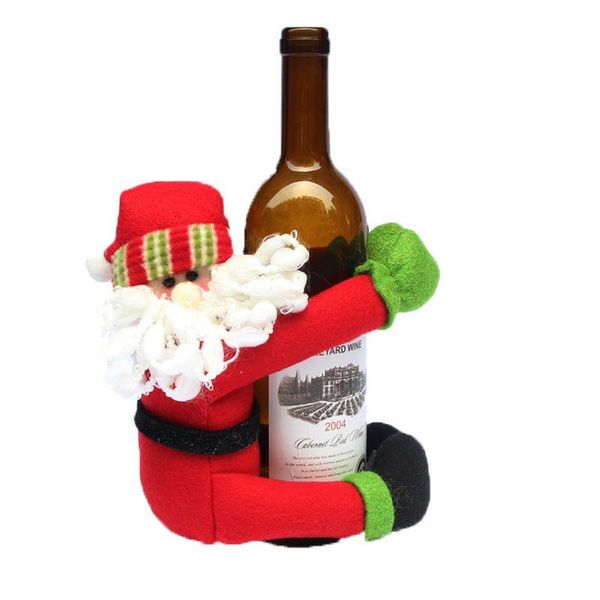 

christmas decorations merry red wine bottle covers cute santa claus snowman hug decor for party supplies