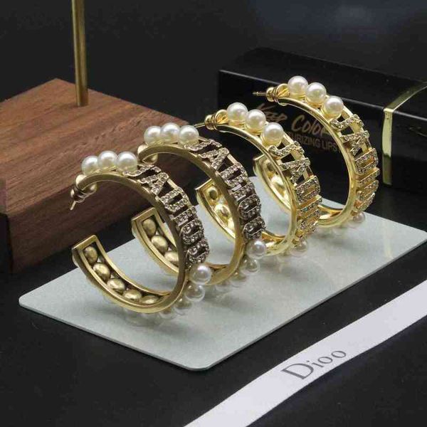 

new pearl brilliant diamonds earrings female red brass s925 silver needle, Golden