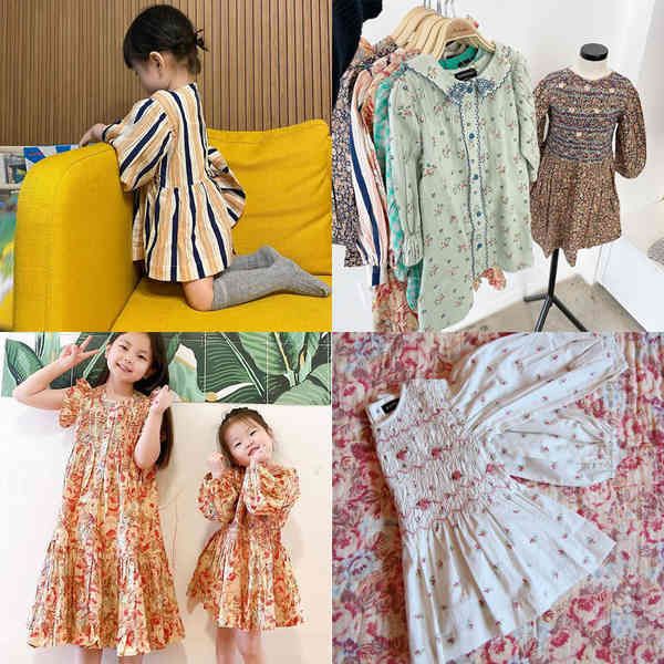 Abiti per bambini 2021 Nuova estate BD Ragazze di marca Carino manica lunga Fiore Ricamo Abito da principessa Vestiti di moda per bambini Q0716