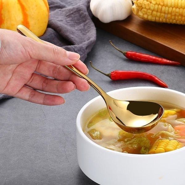 

spoons 304 stainless steel multi-purpose soup spoon deepen round stirring scoop kitchen tableware cooking 5 colors