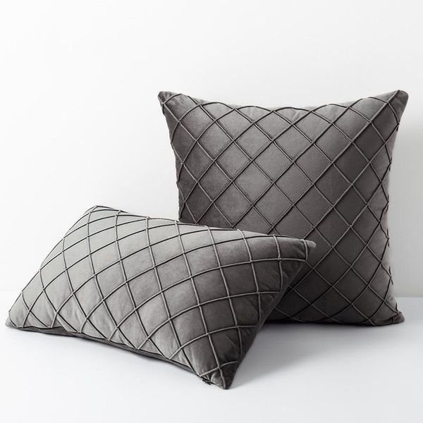 

cushion/decorative pillow home lumbar bedding diamond bedside cushion cover lattice grid velvet pillowcase