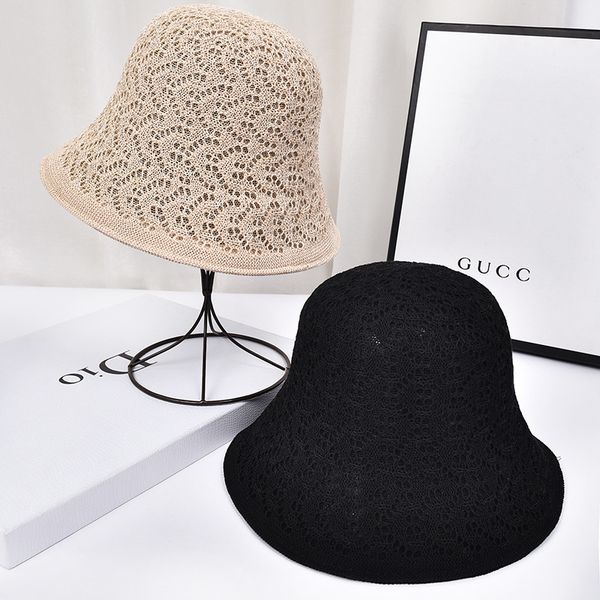 

children 2021 fashion fisherman's hat early spring and knitting bucket hat summer versatile hollow out sun shading straw, Blue;gray