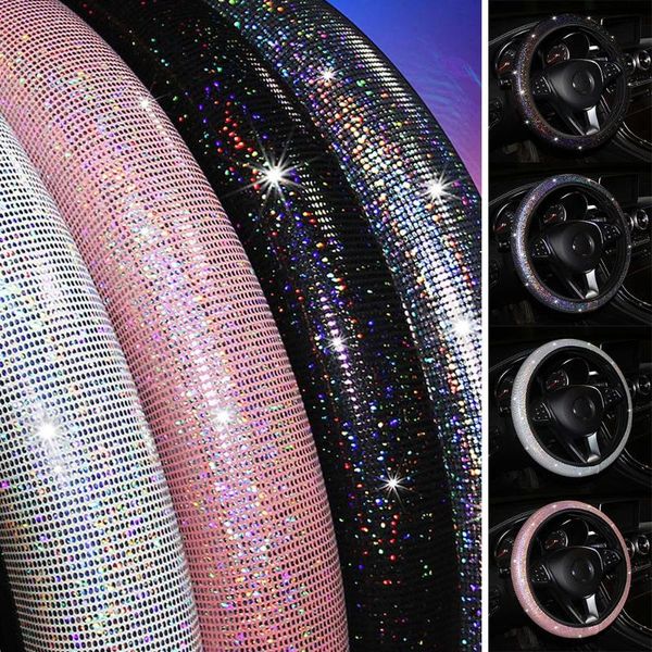

steering wheel covers car cover 38cm universal colorful stamping luxury crystal rhinestone covered steering-wheel accessories