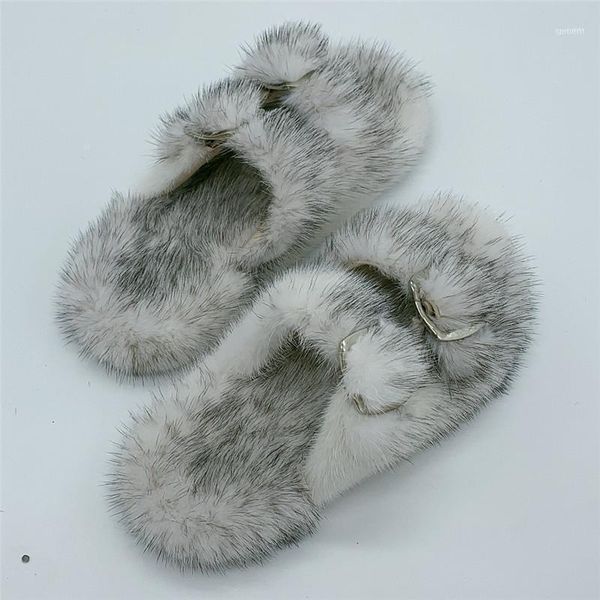 

slippers veritable luxe pantoufles de vison europeenne vente chaude gros rabais volume gros11, Black