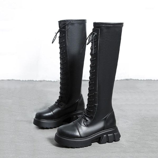 

boots 2021 women ladies platform shoes knee high heels booties woman female lady goth black for1