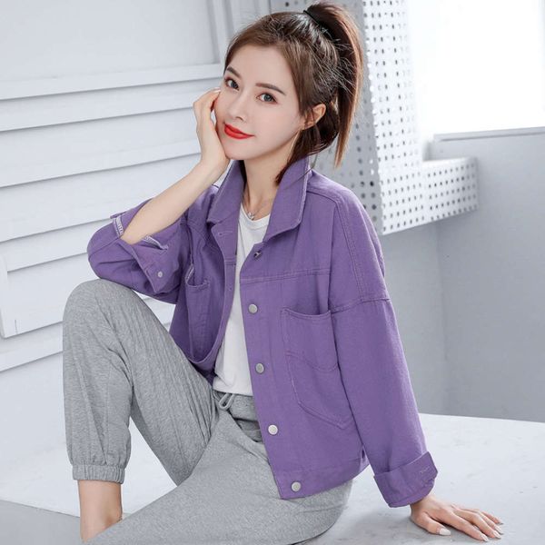 

women's jackets coats purple casual denim spring autumn korean loose and versatile short jacket 8sgl, Black;brown