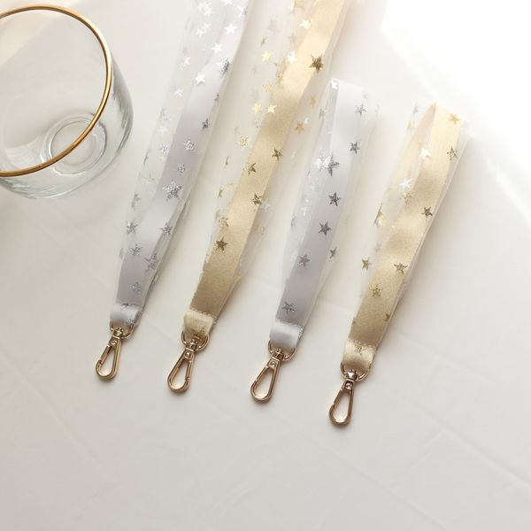 

gold white star cell phone straps 970026