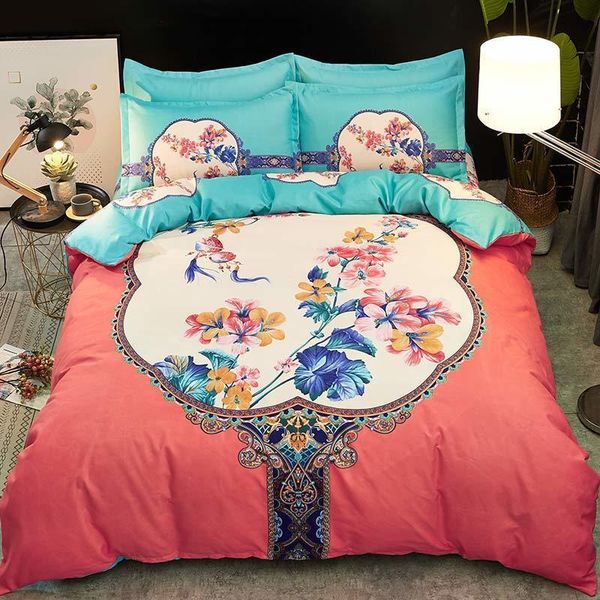 

bedding sets high-end keep warm thicken wedding bedroom 4pcs set non-slip quilt cover bed sheet+2 pillowcase king/ size j8146