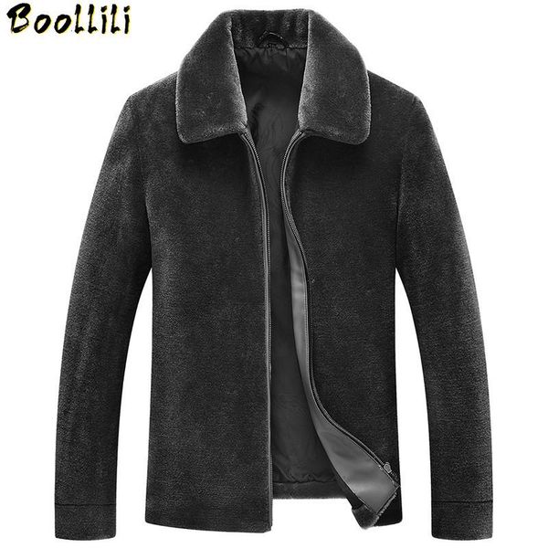

men's leather & faux boollili natural sheep shearling fur coat winter jacket men 100%wool warm plus size short, Black