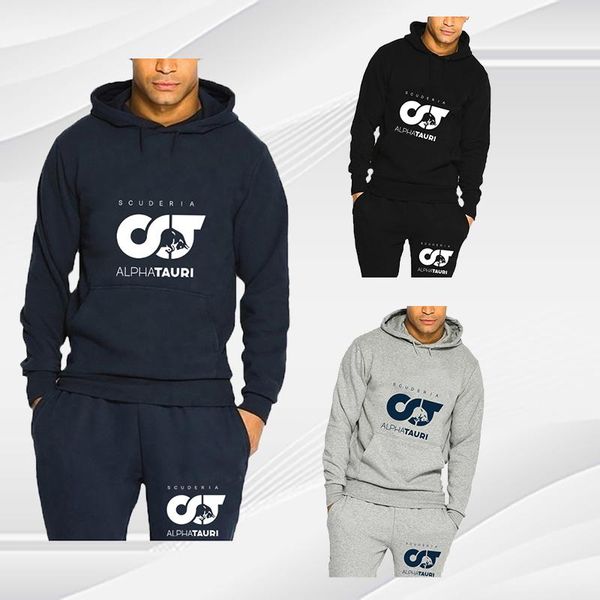 

men's tracksuits autumn and winter fashion brand sportswear round neck solid color hoodie sweater men + pants two-piece casual suit, Gray