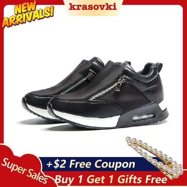 

dress shoes 2021 autumn spring krasovki women wedges lace up rubber casual outdoor walking, Black