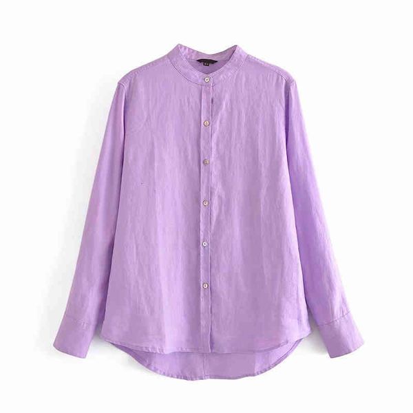 

women's blouses & shirts wixra blusa de linho feminino sÃ³lido gola Ãºnica breasted manga comprida camisas femininas outono primavera cas, White