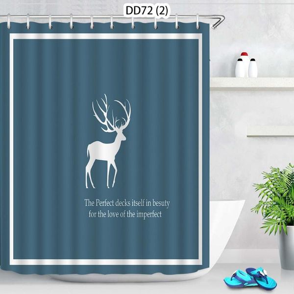 

shower curtains 1pc nordic blue deer wreath flowers fabric bathroom supplies home decor hanging curtain set for