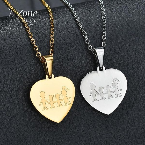 

uzone titanium steel mama dad family necklace&pendant boys girls father mother jewelry rolo chain necklace for women men chains, Silver
