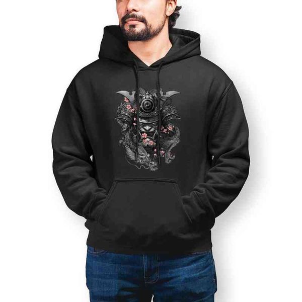 

samurai helmet hoodies japanese oni winter cotton nice outdoor oversized pullover mens, Blue;black