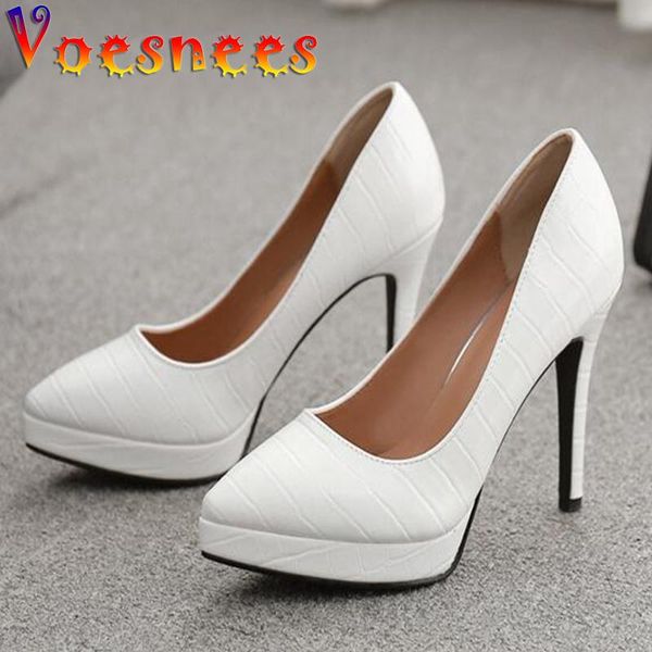

voesnees women's pumps 2021 autumn stiletto pointed toe shallow platform high heels fashion simple professional work shoes dress, Black