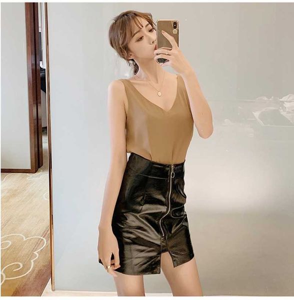 

women chiffon tank v-neck casual solid summer sling sleeveless camis 210526, White