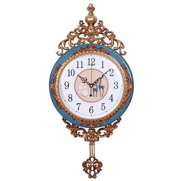 

wall clocks nordic large luxury clock retro gold swing home decor creative living room watch reloj decoration