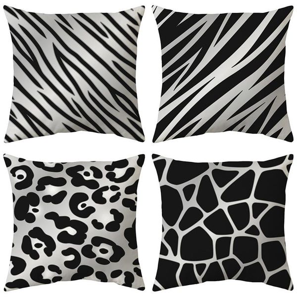

cushion/decorative pillow single-sided printing animal leopard decorative pillows case super soft velvet black and white zebra pattern cushi