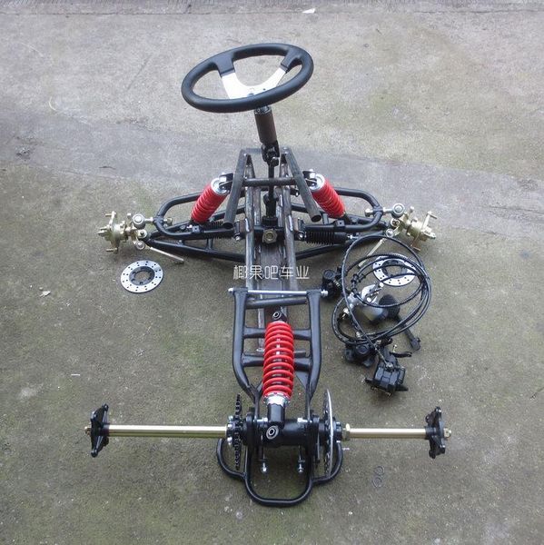 

pedals modified karting parts self-made mule cart front and rear suspension steering brake system axle car body