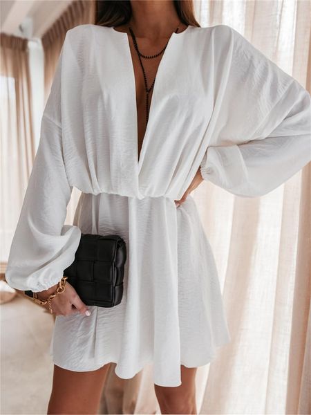 

casual dresses women long sleeve dress pink/white/khaki sukienka summer high waist mini short elegant office work frocks, Black;gray