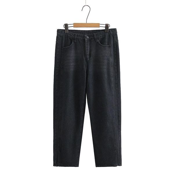 

plus size women's blue black jeans casual straight denim pants