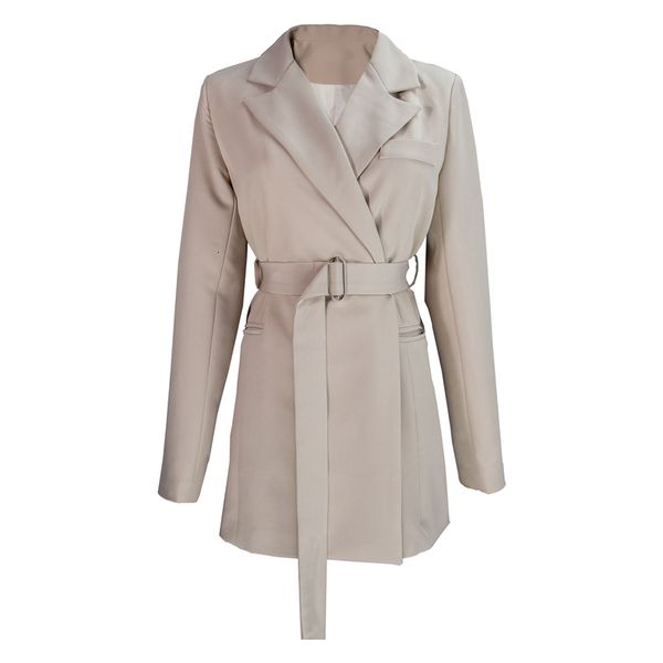 

blazers Female classic autumn draped front open blazer for woman plus retro stylish bow-up Korean style with belt, White;black