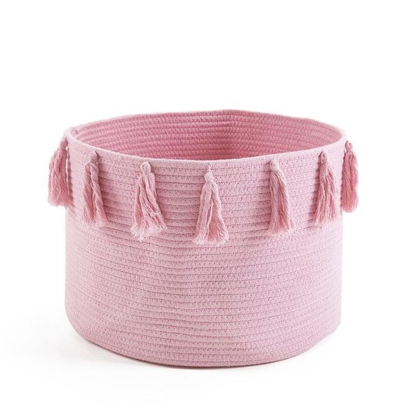 

storage baskets woven cotton rope tassel nursery laundry clutter