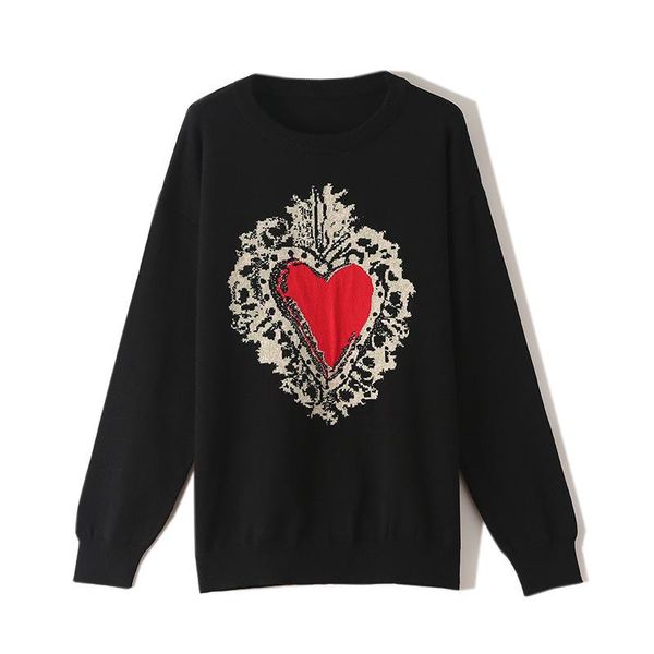 

women's sweaters fashion pull sweater women medium long casual plus size knitted pullover feminino elegant female heart cute knitting, White;black