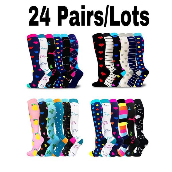 

pairs/lots compression stockings crossfit golf tube fit sports outdoor marathon men women socks knee, Black