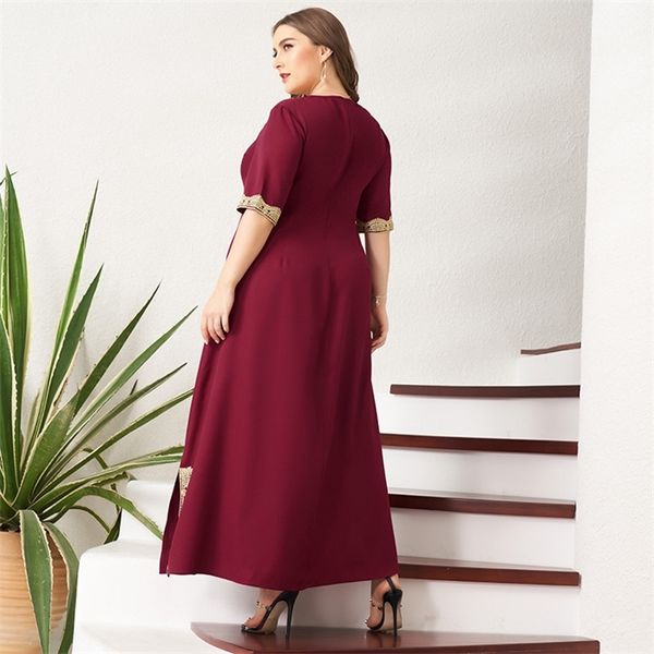 

womens plus size dress vintage lace patchwork split hem solid half sleeve maxi party prom long maxi red suelto dresses, Black;gray