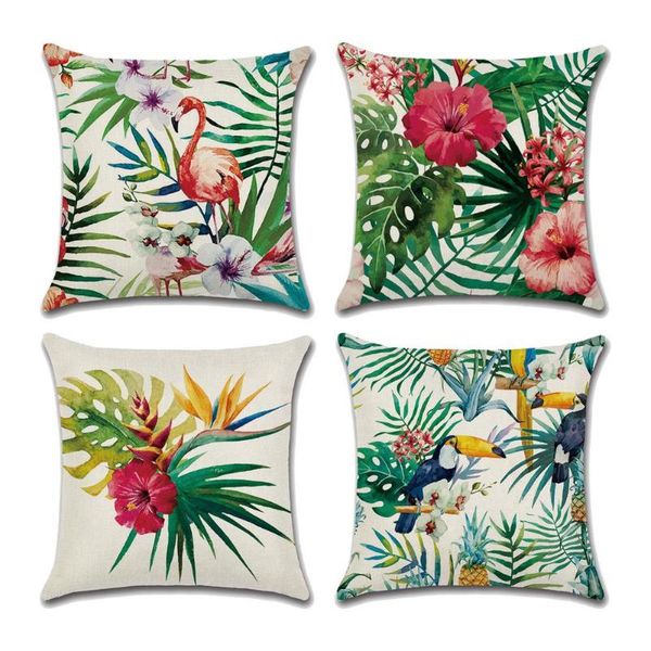 

cushion/decorative pillow plant pattern case home decor cushion cover linen car tropical rain forest pillowcase
