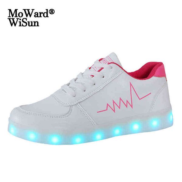 

size 30-41 glowing sneakers for children boys girls luminous shoes with light up sole kids lighted led slippers with usb charged g1210, Black;red