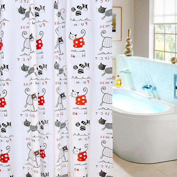 

shower curtains cartoon cat printing waterproof bath curtain bathroom with plastic hooks