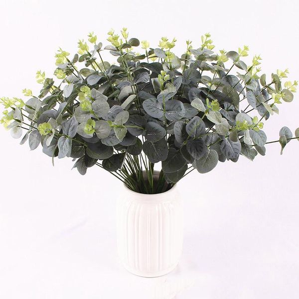 

decorative flowers & wreaths 16 heads eucalyptus bouquet tree branches silk artificial leaves home decoration diy flower arrangment plant fa