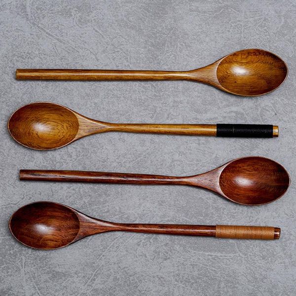 

spoons japanese-style long handle wooden spoon coffee stirring rod tea dessert mixing soup tableware kitchen supplies