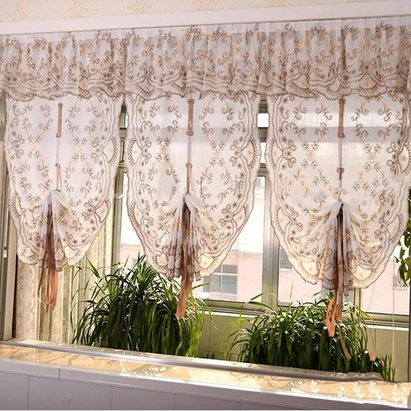

embroidery curtains for kitchen balloon curtain tulle door white coffee drapes &