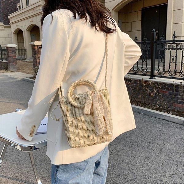 

evening bags pearls beach bag women 2021 summer elegant woven beaded straw female bohemia knitted large tote handbag vacation casual