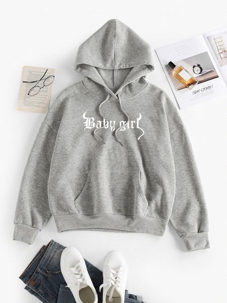 

plus letter print drop shoulder sweatshirt w3lw#, Black