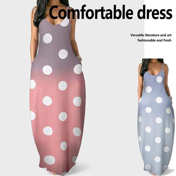 

maternity dresses women summer maxi dress ladies dot printed camisole sleeveless o-neck comfortable vÃªtements maternitÃ© #g3, White
