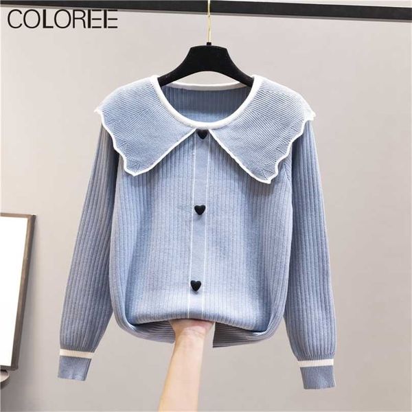 

autumn winter knitted pullover korean fashion casual long sleeve knit sweater women femme clothes 211011, White;black