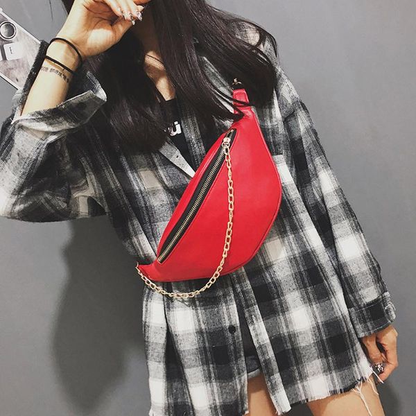 

girls fashion neutral sport leather beach bag chain messenger cross body chest leisure waist pack bags