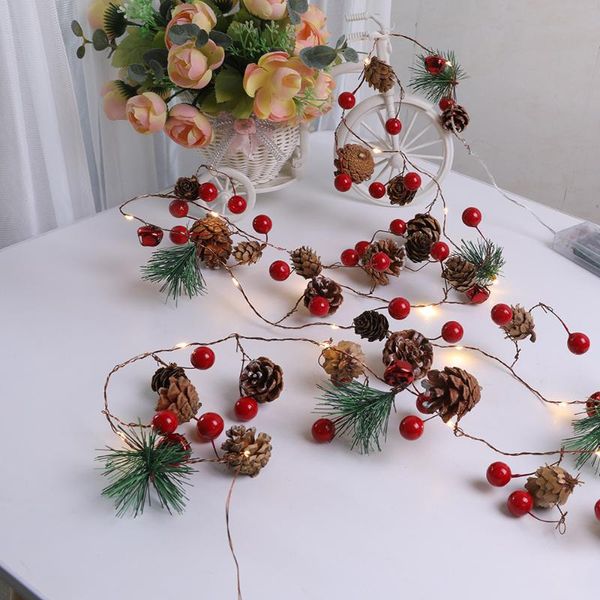 

strings 2m 20 led copper wire pine cone string lights red berry bell garland fairy christmas with battery operated indoor